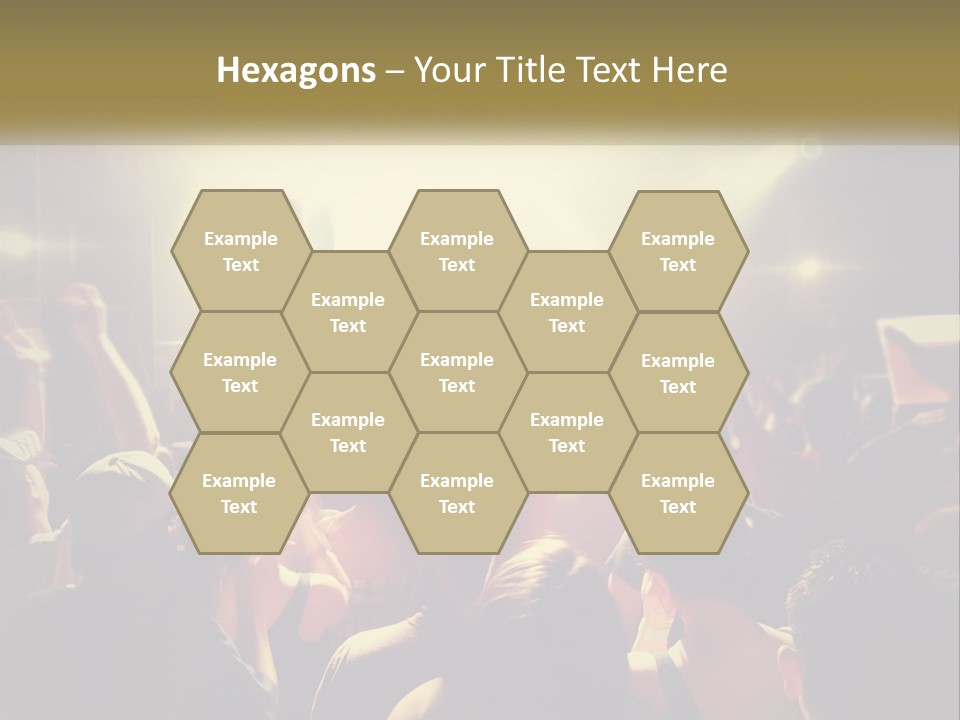 A Crowd Of People At A Concert With Their Hands Up PowerPoint Template