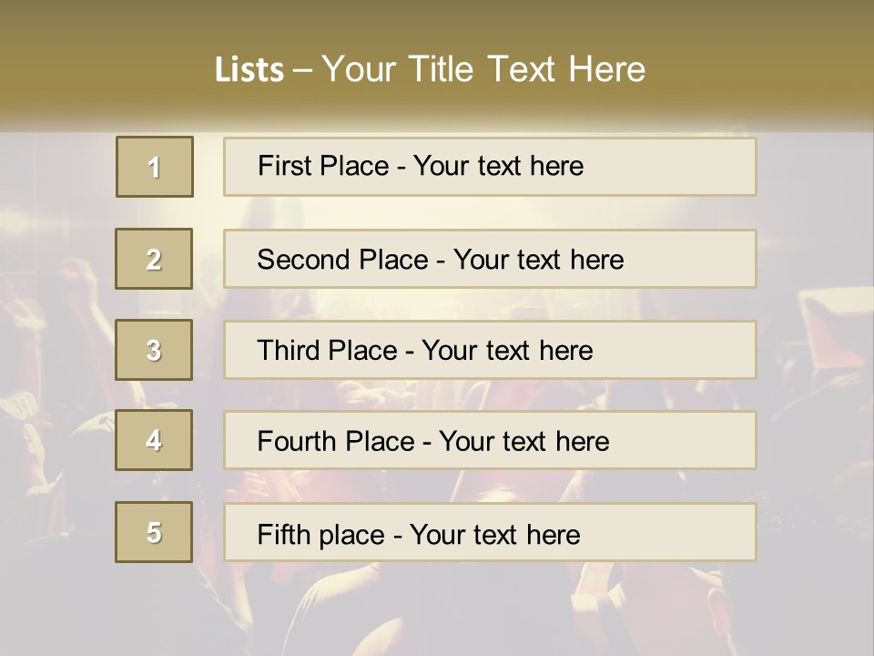 A Crowd Of People At A Concert With Their Hands Up PowerPoint Template