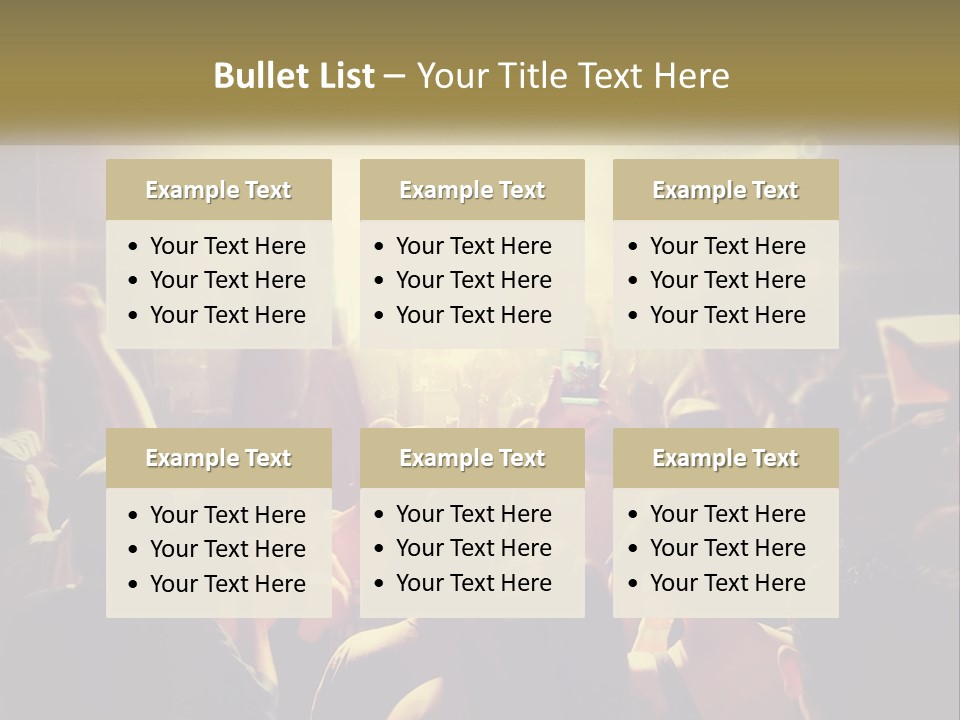 A Crowd Of People At A Concert With Their Hands Up PowerPoint Template