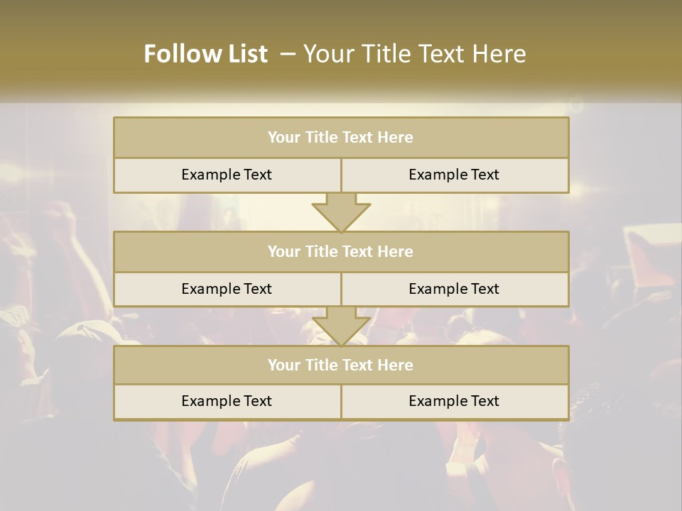 A Crowd Of People At A Concert With Their Hands Up PowerPoint Template