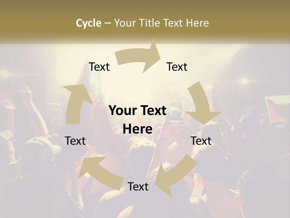 A Crowd Of People At A Concert With Their Hands Up PowerPoint Template
