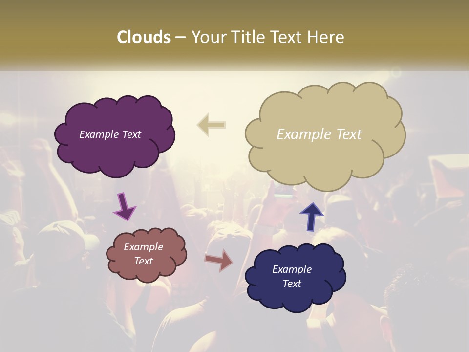 A Crowd Of People At A Concert With Their Hands Up PowerPoint Template