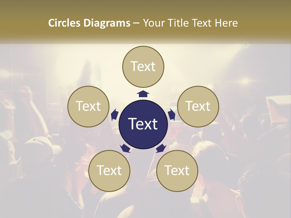 A Crowd Of People At A Concert With Their Hands Up PowerPoint Template