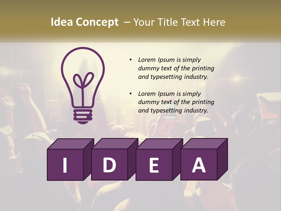 A Crowd Of People At A Concert With Their Hands Up PowerPoint Template