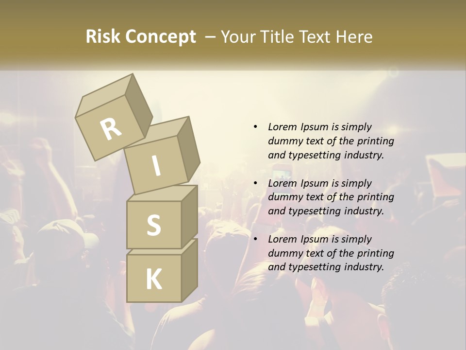 A Crowd Of People At A Concert With Their Hands Up PowerPoint Template