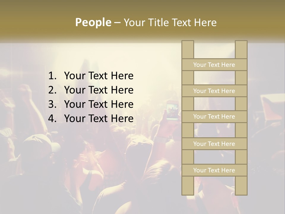 A Crowd Of People At A Concert With Their Hands Up PowerPoint Template