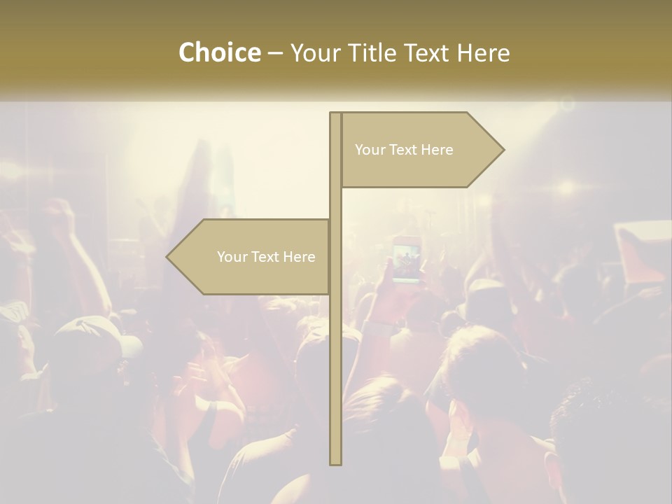 A Crowd Of People At A Concert With Their Hands Up PowerPoint Template