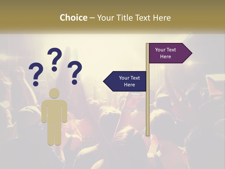 A Crowd Of People At A Concert With Their Hands Up PowerPoint Template