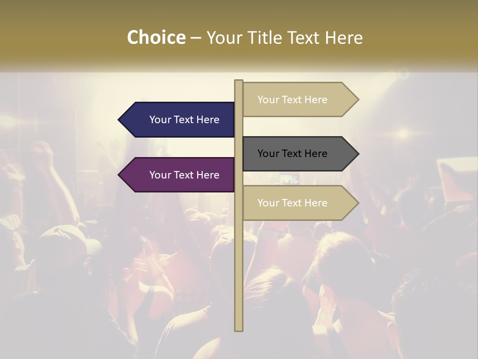 A Crowd Of People At A Concert With Their Hands Up PowerPoint Template