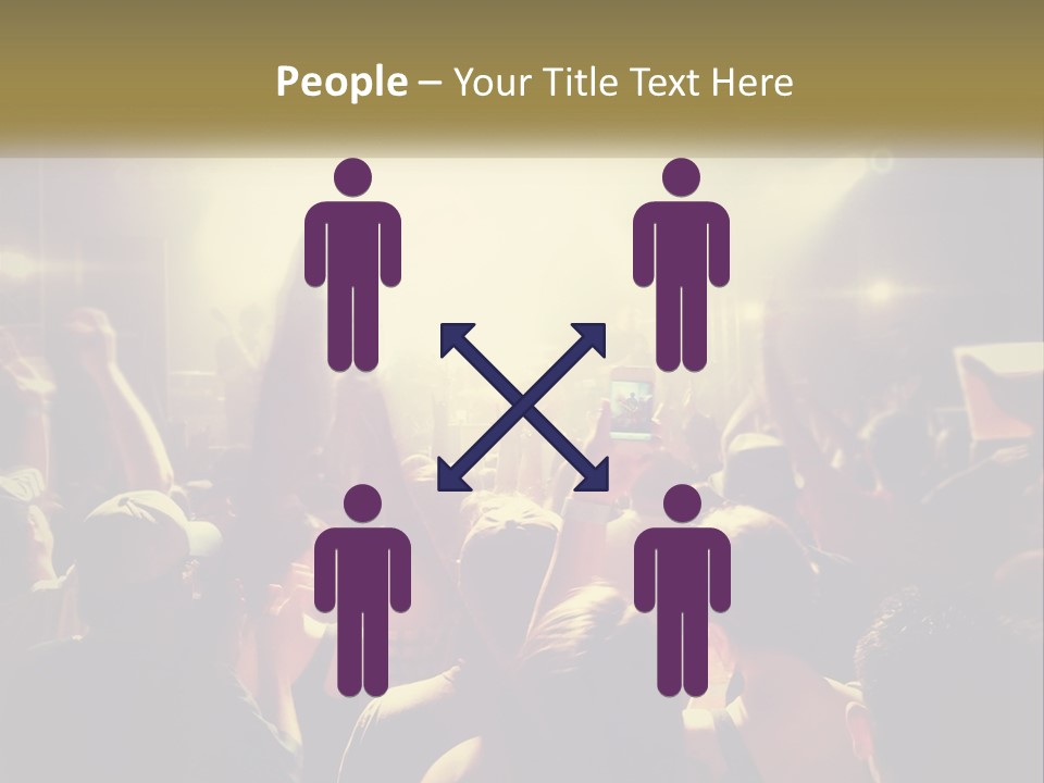 A Crowd Of People At A Concert With Their Hands Up PowerPoint Template