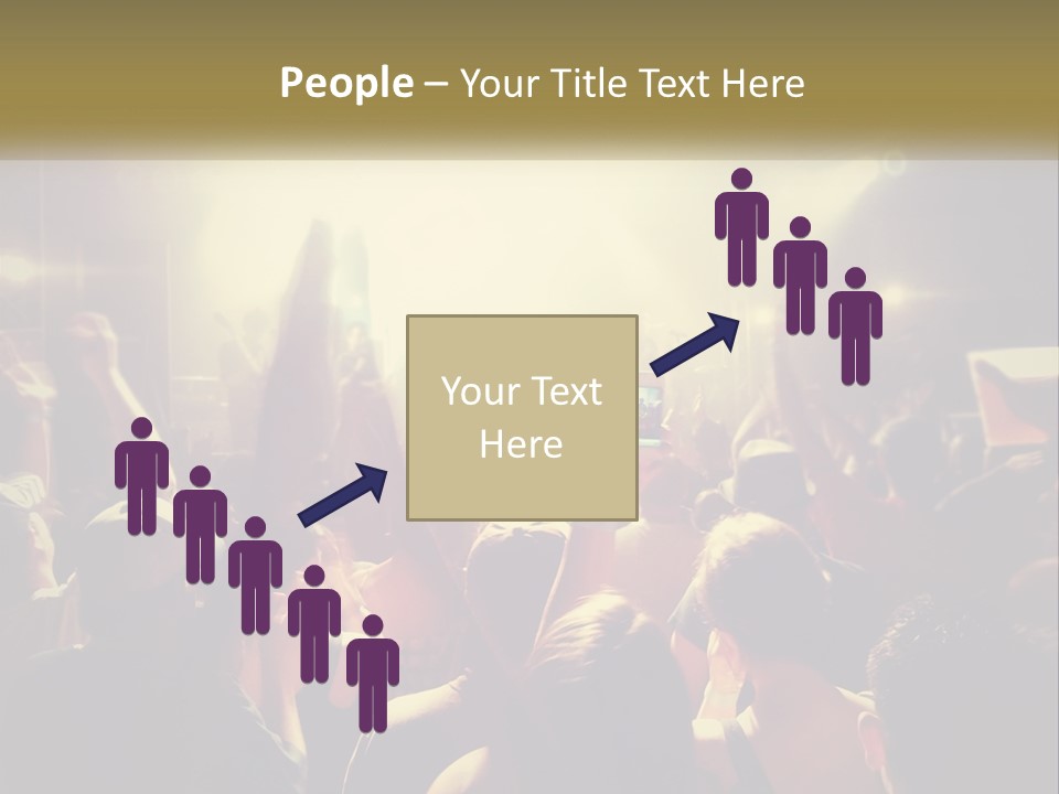 A Crowd Of People At A Concert With Their Hands Up PowerPoint Template