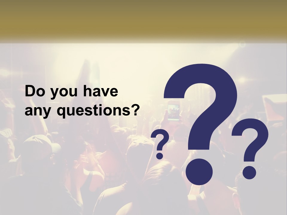 A Crowd Of People At A Concert With Their Hands Up PowerPoint Template