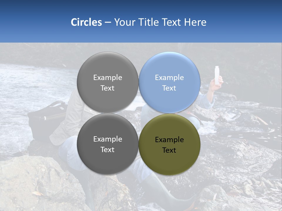 A Man And A Woman Sitting On Rocks With A Laptop PowerPoint Template