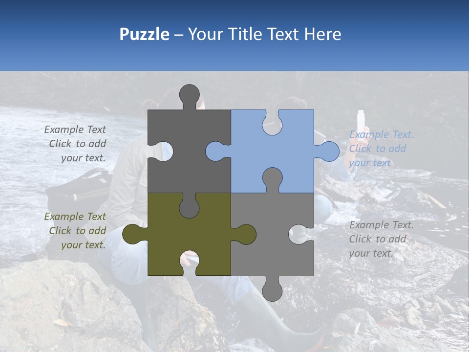 A Man And A Woman Sitting On Rocks With A Laptop PowerPoint Template