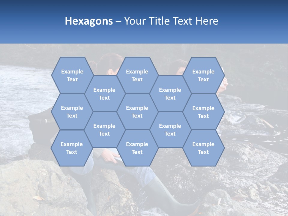 A Man And A Woman Sitting On Rocks With A Laptop PowerPoint Template