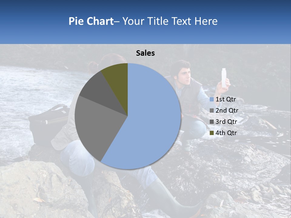 A Man And A Woman Sitting On Rocks With A Laptop PowerPoint Template