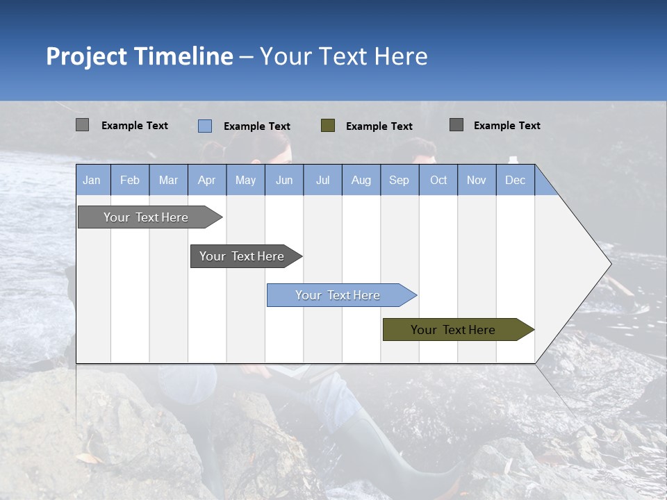 A Man And A Woman Sitting On Rocks With A Laptop PowerPoint Template