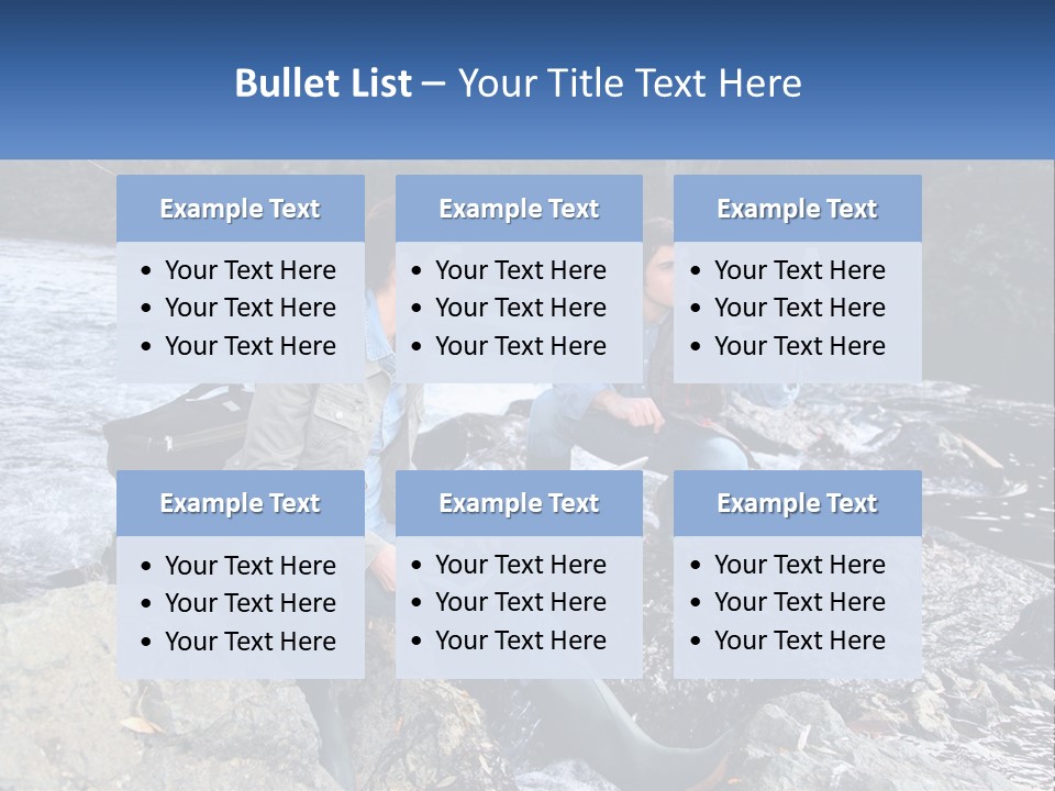 A Man And A Woman Sitting On Rocks With A Laptop PowerPoint Template