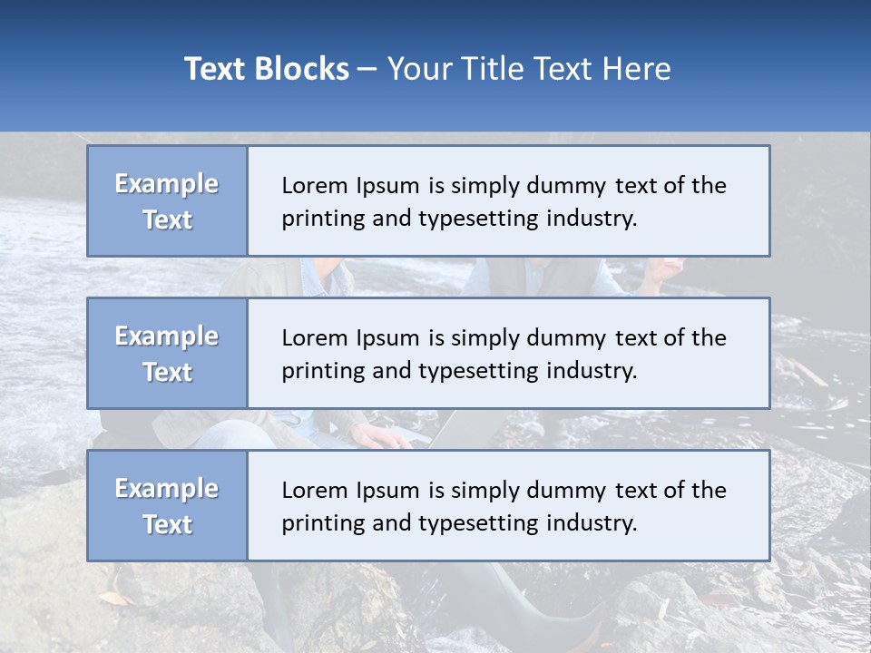A Man And A Woman Sitting On Rocks With A Laptop PowerPoint Template