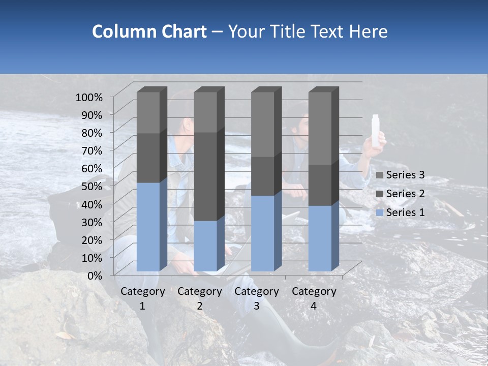 A Man And A Woman Sitting On Rocks With A Laptop PowerPoint Template