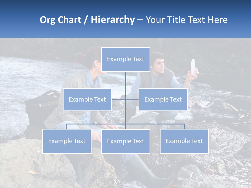 A Man And A Woman Sitting On Rocks With A Laptop PowerPoint Template