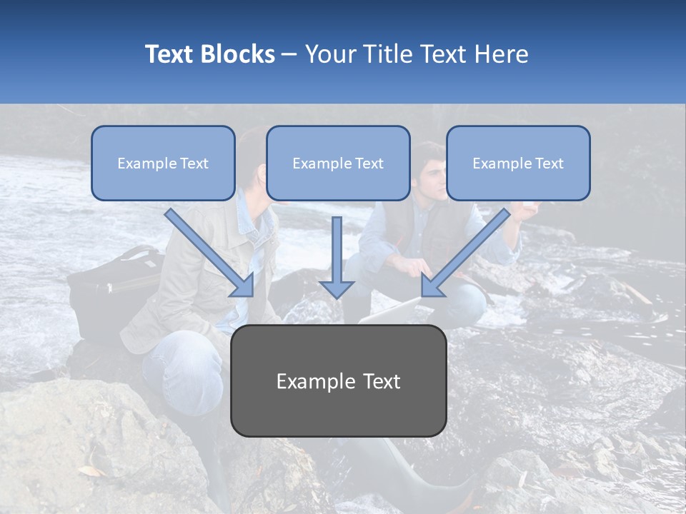 A Man And A Woman Sitting On Rocks With A Laptop PowerPoint Template