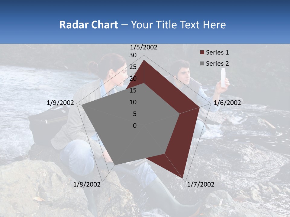 A Man And A Woman Sitting On Rocks With A Laptop PowerPoint Template