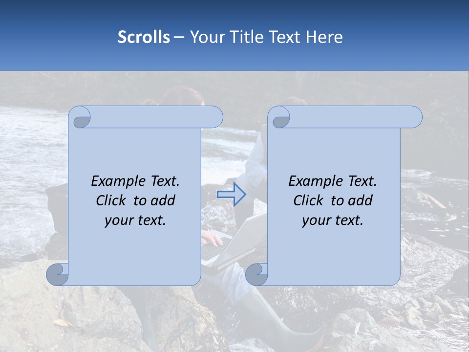 A Man And A Woman Sitting On Rocks With A Laptop PowerPoint Template