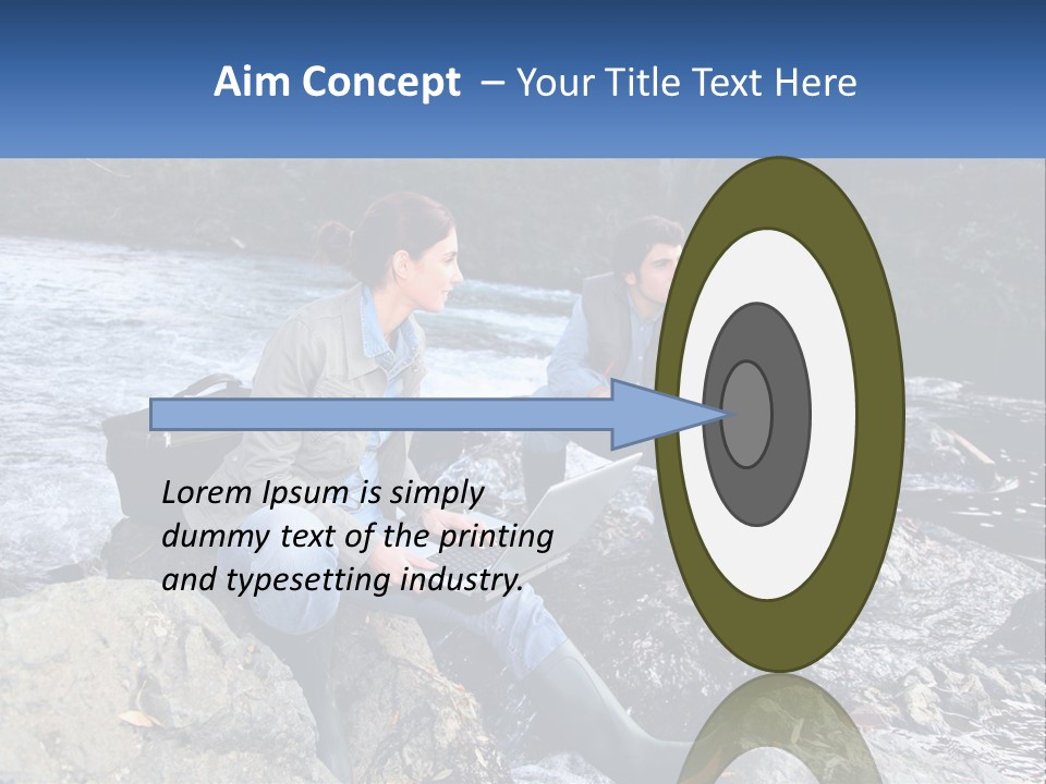 A Man And A Woman Sitting On Rocks With A Laptop PowerPoint Template