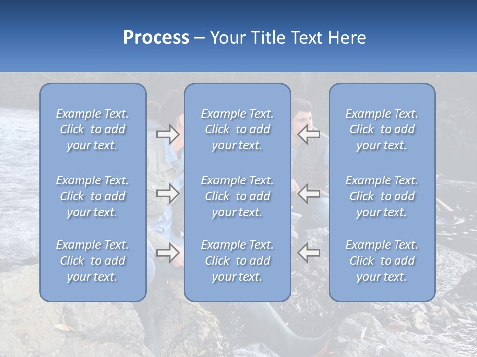 A Man And A Woman Sitting On Rocks With A Laptop PowerPoint Template
