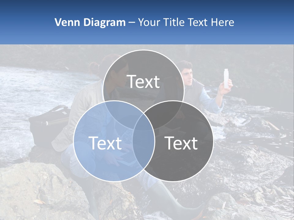 A Man And A Woman Sitting On Rocks With A Laptop PowerPoint Template