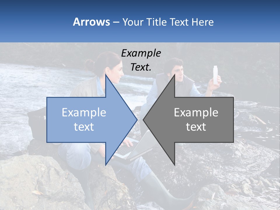 A Man And A Woman Sitting On Rocks With A Laptop PowerPoint Template