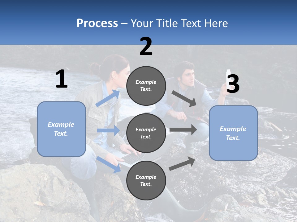 A Man And A Woman Sitting On Rocks With A Laptop PowerPoint Template