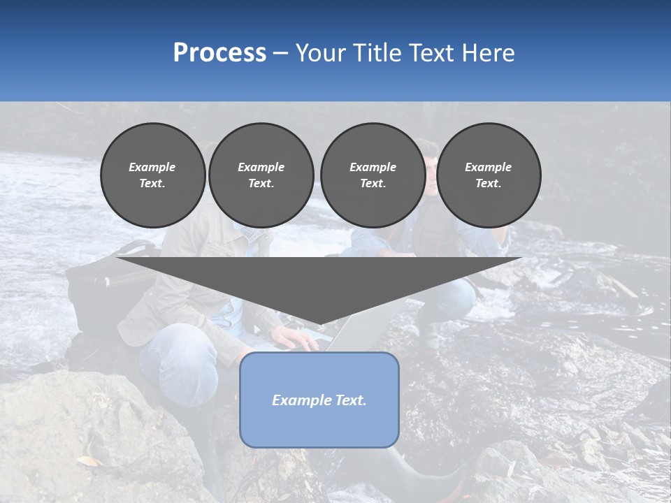 A Man And A Woman Sitting On Rocks With A Laptop PowerPoint Template