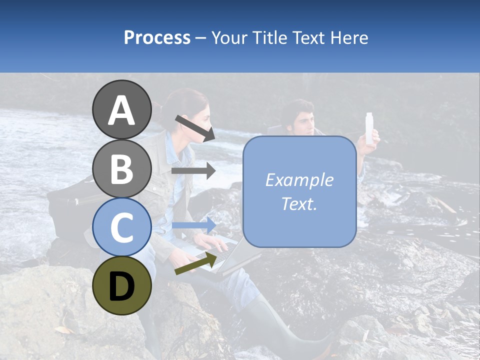 A Man And A Woman Sitting On Rocks With A Laptop PowerPoint Template