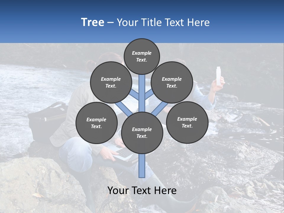 A Man And A Woman Sitting On Rocks With A Laptop PowerPoint Template