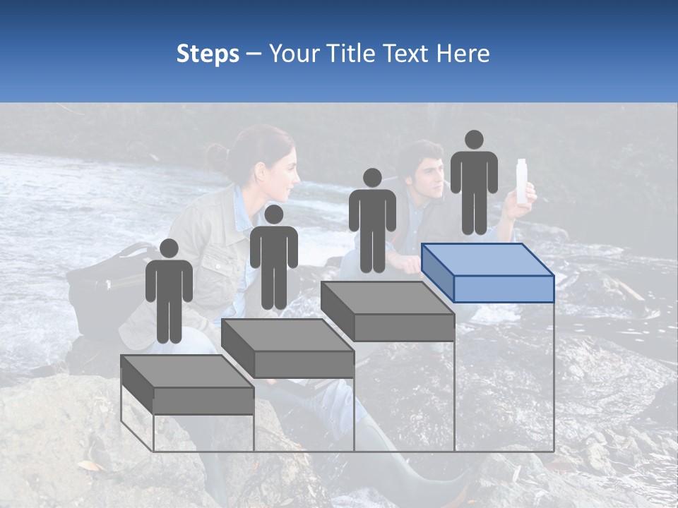 A Man And A Woman Sitting On Rocks With A Laptop PowerPoint Template