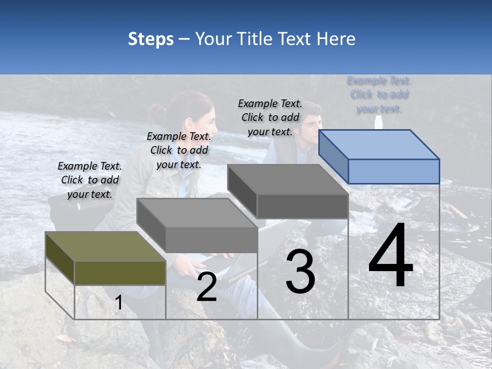 A Man And A Woman Sitting On Rocks With A Laptop PowerPoint Template