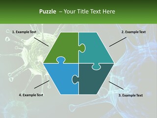 A Group Of Blue And Green Cells With The Words Name Of Presentation PowerPoint Template