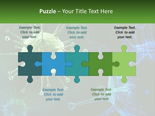 A Group Of Blue And Green Cells With The Words Name Of Presentation PowerPoint Template
