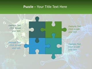 A Group Of Blue And Green Cells With The Words Name Of Presentation PowerPoint Template