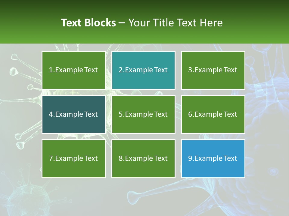 A Group Of Blue And Green Cells With The Words Name Of Presentation PowerPoint Template