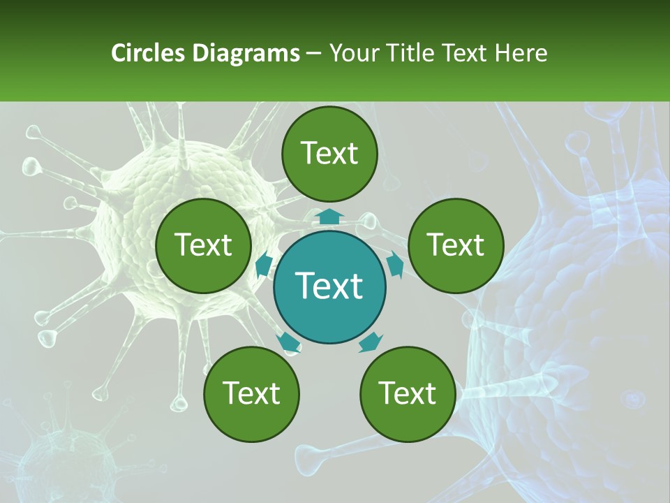 A Group Of Blue And Green Cells With The Words Name Of Presentation PowerPoint Template