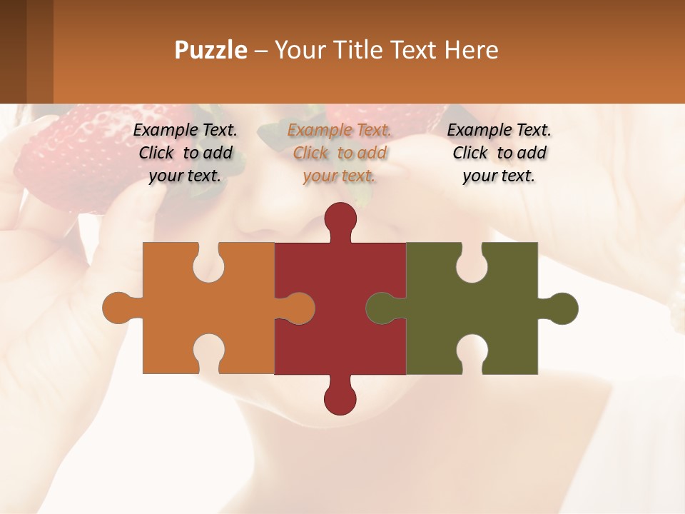 A Woman Holding Two Strawberries Over Her Eyes PowerPoint Template