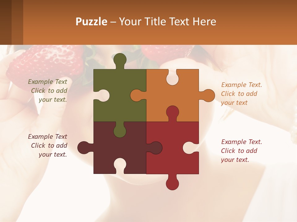 A Woman Holding Two Strawberries Over Her Eyes PowerPoint Template