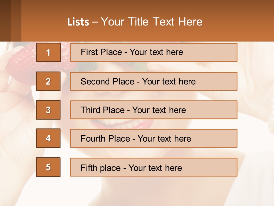 A Woman Holding Two Strawberries Over Her Eyes PowerPoint Template