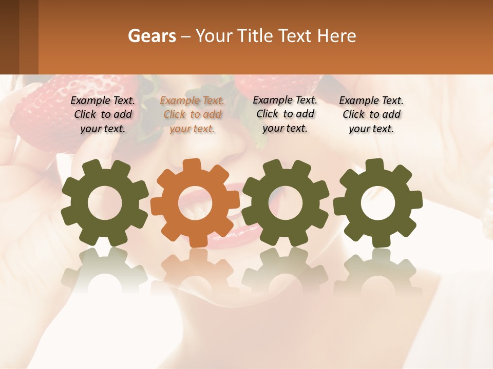 A Woman Holding Two Strawberries Over Her Eyes PowerPoint Template