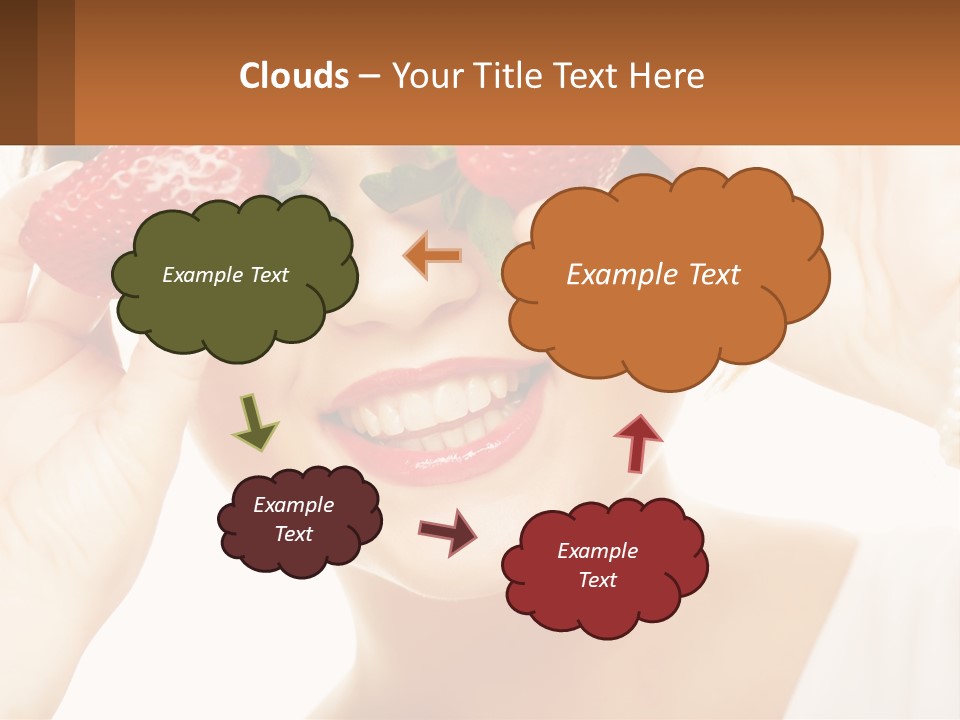 A Woman Holding Two Strawberries Over Her Eyes PowerPoint Template