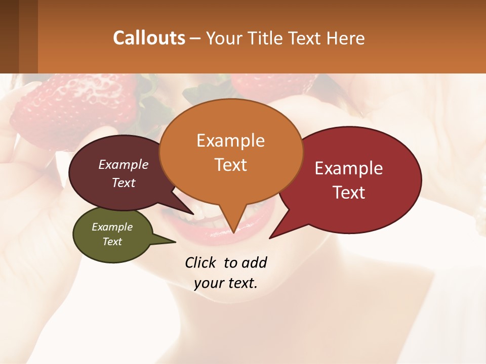 A Woman Holding Two Strawberries Over Her Eyes PowerPoint Template