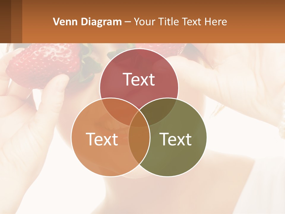 A Woman Holding Two Strawberries Over Her Eyes PowerPoint Template